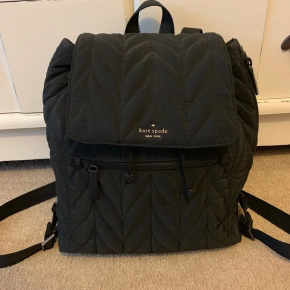 Kate Spade Black Quilted Backpack - Picture 1 of 6